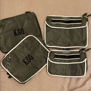 PARAVEL Ravel Green Toiletry Bag Set Durable and Stylish MONOGRAM KSG & PVL. New